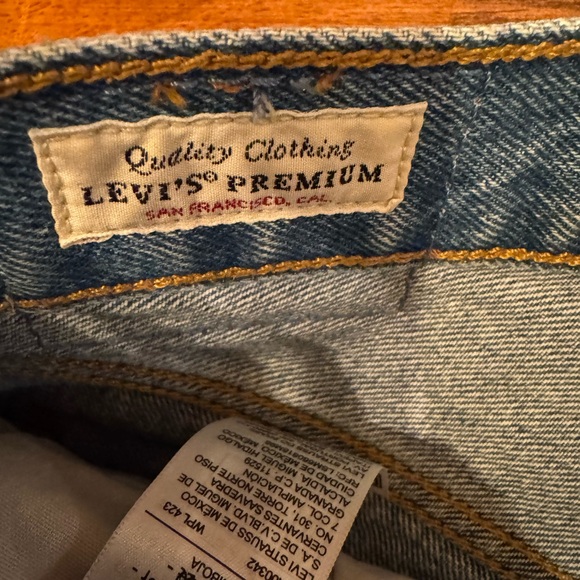 Levi's 501 Blue Distressed Jean Shorts - Picture 3 of 6